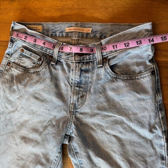 Levi's Premium Middy Ankle Bootcut Jeans Light Wash 100% Cotton Blue Denim Sz 25 - Picture 12 of 14